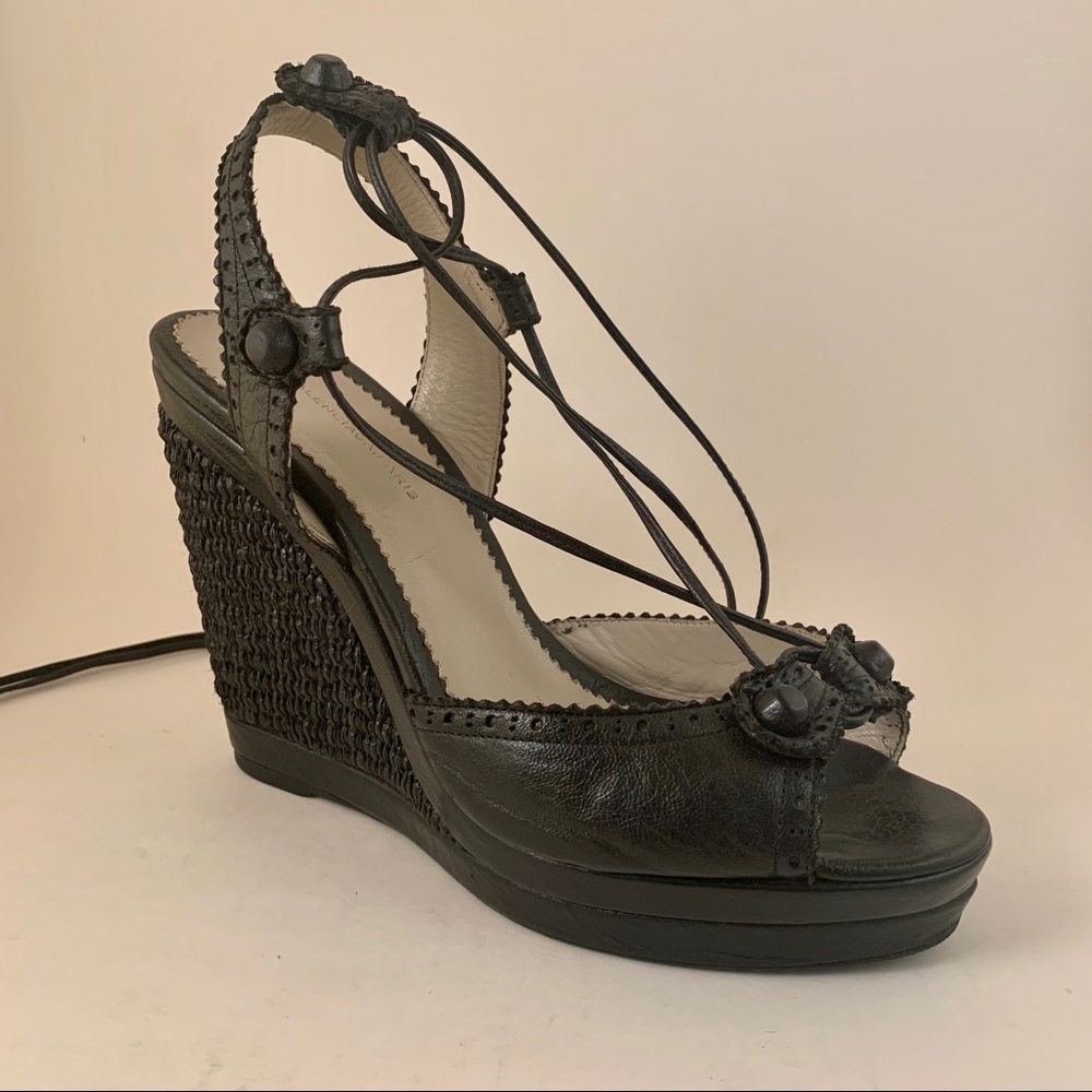 Balenciaga Arena Woven Stud Platform Wedge Sandals